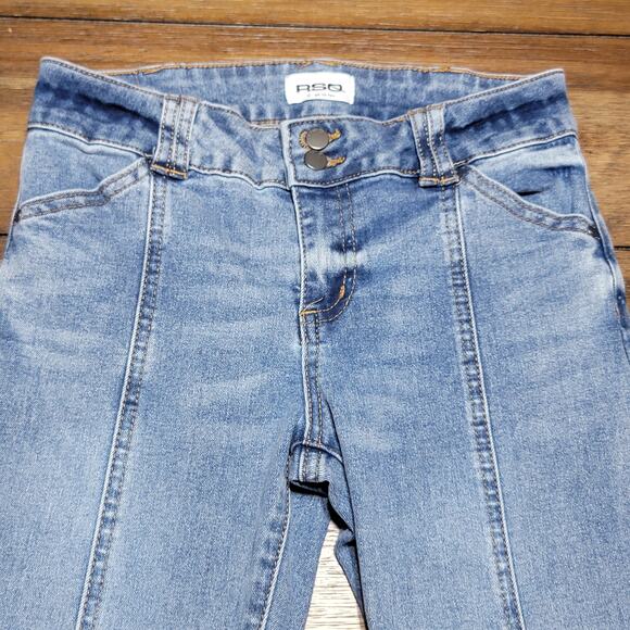 RSQ Girls Low Rise Flare Denim Jeans w/ Raw Hem - Size 12 - Picture 2 of 6